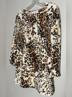 Emily Daniels Brown & Cream Animal Print Tunic Size S